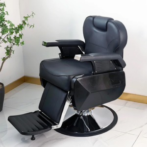 Professional Barber Chair - Sleek Black Modern Design